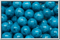 b�hm. Glasperle, rund, 8mm, blue, op., gesprenkelt, 10 Stk.
