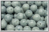b�hm. Glasperle, rund, 8mm, white, op., light grey marbled, 10 Stk.