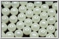 b�hm. Glasperle, rund, 8mm, white, op., luster, 10 Stk.