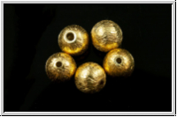 Silberperle "Kugel, geb�rstet", 6mm, vergoldet, 925er Silber, 1 Stk.