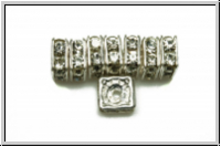 Strass-Squardell, tschech., 6mm, silber - crystal, trans., 1 Stk.