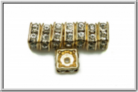 Strass-Squardell, tschech., 6mm, gold - crystal, trans., 1 Stk.