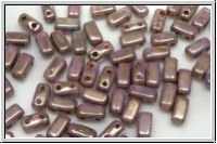 Brick CzechMates, 3x6mm, white, alabaster, lila bronze luster, 25 Stk.
