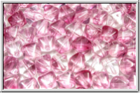 b�hm. Glasperle, Bicone, 6mm, crystal, trans., pink ombriert, 30 Stk.