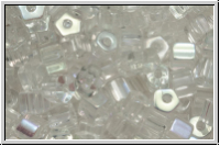B�hm. Glasperle, R�hre, 5-eckig, 4x4,7mm, crystal, trans., AB, 25 Stk.