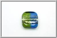 b�hm. Lampenperle, Silbereinzug, Quadrat, sapphire/olivine, 1 Stk.