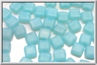 TILE-Beads, 6x6mm, aqua, lt., opal, matte, 25 Stk.