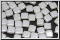 TILE-Beads, 6x6mm, white, alabaster, luster, 25 Stk.