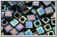 SB-03-0401fr, MIYUKI Squares, 3mm, black, op., matte, AB, 10g
