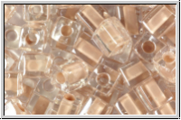SB-04-0215, MIYUKI Squares, 4mm, crystal, trans., lt. mocha-ld., 10g