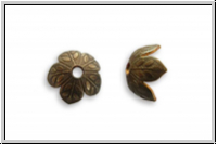 Perlenkappe "Blattmotiv" VINTAJ, 8mm, antikmessingfb., Messing, 1 Stk.