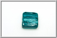 b�hm. Lampenperle, Silbereinzug, Quadrat mit Einlage, teal, 1 Stk.