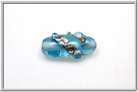 b�hm. Lampenperle, Silbereinzug, Olive, aquamarine mit Sprenkel, 1 Stk.
