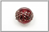 b�hm. Lampenperle, Kugel, 10mm, ruby, bronzefarbene Sprenkel, 1 Stk.