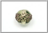 b�hm. Lampenperle, Kugel, 10mm, lt. olivine, bronzefarbene Sprenkel, 1 Stk.