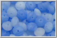 Linsen, 6x4mm, Loch mittig, blue-mix, trans., matte, 25 Stk.