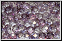 B�hm. Glasschliffperle, feuerpol., 5mm, amethyst, lt., trans., copper luster, 25 Stk.