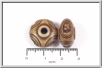 Kunststoffperle, Rondell, dunkelbraun, griech. Motiv, 17 x 10 mm