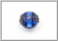 b�hm. Lampenperle, Kugel, 10mm, sapphire, bronzefarbene Sprenkel, 1 Stk.