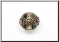 b�hm. Lampenperle, Kugel, 10mm, black diamond, bronzefarbene Sprenkel, 1 Stk.
