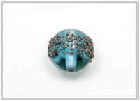 b�hm. Lampenperle, Kugel, 10mm, aqua, bronzefarbene Sprenkel, 1 Stk.