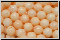 b�hm. Glasperle, rund, 8mm, white, op., orange marbled, 10 Stk.