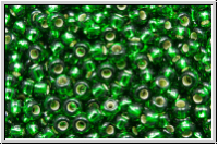 b�hm. Rocailles, 11/0, green, trans., silver-ld., 10g
