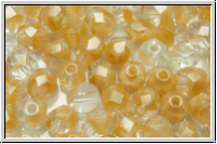 B�hm. Glasschliffperle, feuerpol., 6mm, crystal, trans., beige opal ombriert, 25 Stk.