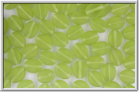 B�hm. Glasperle, Olive, flach, 8x6,5x3mm, olivine, trans., matt, 1 Stk.