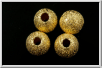 Silberperle "Kugel, diamantiert", 8mm, vergoldet, 925er Silber, 1 Stk.