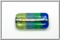 b�hm. Lampenperle, Rechteck, Silbereinz., gestr., blau/gr�n-T�ne