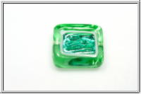 b�hm. Lampenperle, Silbereinzug, Rechteck mit Fenster, peridot/emerald, 1 Stk.