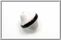 b�hm. Lampenperle, Kreisel, ca. 15x13mm, white, op., schwarzer Streifen, 1 Stk.