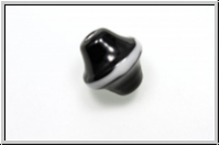 b�hm. Lampenperle, Kreisel, ca. 15x13mm, black, op., wei�er Streifen, 1 Stk.