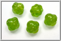 b�hm. Glasperle, Kreisel, 9mm, peridot, opal, meliert, 1 Stk.