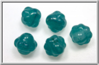 b�hm. Glasperle, Kreisel, 9mm, teal, opal, meliert, 1 Stk.