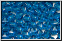 b�hm. Glasperle, Bicone, 6mm, aqua, dk., trans, 30 Stk.