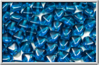 b�hm. Glasperle, Bicone, 6mm, capri blue, trans., 30 Stk.