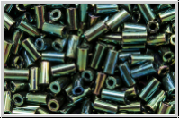 TBU-1-0084, TOHO Bugle 1", 3mm, green/brown, met., iris., 10g
