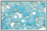 B�hm. Glasschliffperle, feuerpol., 8mm, crystal, trans., blue achat, 10 Stk.