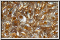 LMA-1522, MIYUKI Long Magatamas, 4mm, crystal, trans., spkl. honey beige-ld., 80 Stk.