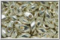 LMA-1051, MIYUKI Long Magatamas, 4mm, silver, galv., met., 80 Stk.