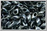 LMA-0464, MIYUKI Long Magatamas, 4x7mm, gunmetal, lt., met., 80 Stk.