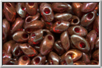 LMA-0315, MIYUKI Long Magatamas, 4x7mm, cranberry, trans., gold luster, 80 Stk.