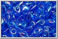LMA-0261, MIYUKI Long Magatamas, 4x7mm, sapphire, lt., trans., AB, 80 Stk.