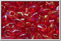 LMA-0254, MIYUKI Long Magatamas, 4x7mm, red, trans., AB, 80 Stk.