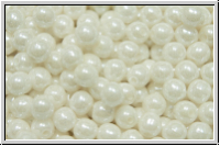b�hm. Glasperle, rund, 4mm, white, op., luster, 50 Stk.