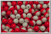 b�hm. Glasperle, rund, 4mm, red/grey, op., 50 Stk.