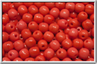 b�hm. Glasperle, rund, 4mm, red, coral, op., 50 Stk.