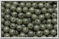 b�hm. Glasperle, rund, 4mm, white, op., grey marbled, 50 Stk.